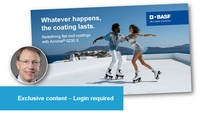 Two people roller skating on a white rooftop with ocean and mountains in the background. They hold hands while skating under a bright blue sky. Label showing the sentence: Exclusive content, login required.  Two people roller skating on a white rooftop with ocean and mountains in the background. They hold hands while skating under a bright blue sky. Label showing the sentence: Exclusive content, login required.