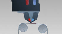 Schematic graphic of a dual layer slot die with soft touch nozzle applying two acResin® layers at once. 