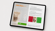 BASF whitepaper on PAA risks in recyclable multi-layer mono-material packaging displayed on a tablet with packaging industry guidance. BASF whitepaper on PAA risks in recyclable multi-layer mono-material packaging displayed on a tablet with packaging industry guidance.