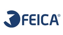 Blue "FEICA" logo on a white background, with a stylized circular design featuring an arrow on the left. Modern and professional aesthetic.