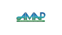 Logo of AMAP in blue and green letters with a horizontal line below. Text reads "The Association of Modified Asphalt Producers. Logo of AMAP in blue and green letters with a horizontal line below. Text reads "The Association of Modified Asphalt Producers.