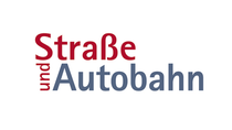 The image shows the words "Straße und Autobahn" with "Straße" in bold red and "und Autobahn" in bold blue, set against a white background.