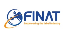 Logo of FINAT with stylized blue and orange globe and swoosh on the left, followed by bold blue "FINAT" text; slogan below reads "Empowering the label industry."