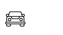 Icon of a car shown from the front on a white background, minimally designed with simple black lines.