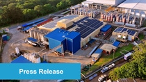 Air picture of BASF production site in Durban, South Africa. A blue banner with a white text indicates that this is a press release thumbnail picture. 