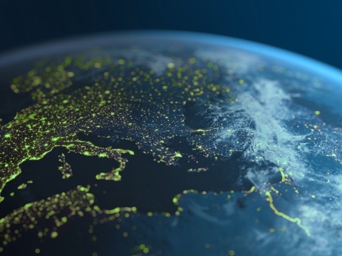 Europe and surrounding areas seen from space.