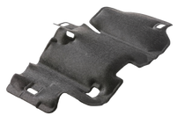 The image shows a textured, molded car floor mat with cutouts, on a black background. The image shows a textured, molded car floor mat with cutouts, on a black background.