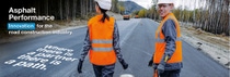 Two road workers in orange vests and helmets on a newly paved road, surrounded by forest. Text reads, “Where there is a partner there is a path.”  Two road workers in orange vests and helmets on a newly paved road, surrounded by forest. Text reads, “Where there is a partner there is a path.”