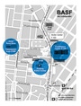 Map of BASF Site Ludwigshafen. Key locations in blue circles: Hotel René Bohn, Conference Center D105, Parking Visitor Center, Feierabendhaus. Map of BASF Site Ludwigshafen. Key locations in blue circles: Hotel René Bohn, Conference Center D105, Parking Visitor Center, Feierabendhaus.